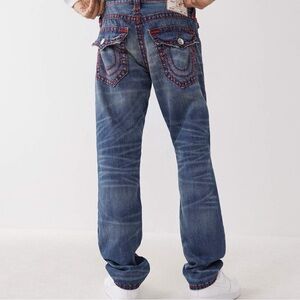 Men's Blue Jeans with Red Stitching